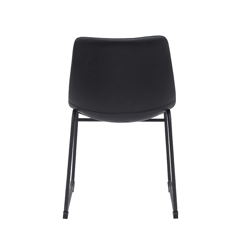 LABEL51 Eetkamerstoel Risto - Zwart - Kunstleder - Zwart Metalen Frame