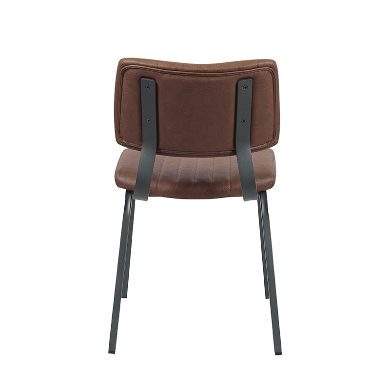 LABEL51 Eetkamerstoel Gusto - Bruin - Kunstleder - Zwart Metalen Frame