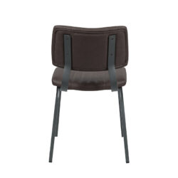 LABEL51 Eetkamerstoel Gusto - Donkerbruin - Kunstleder - Zwart Metalen Frame