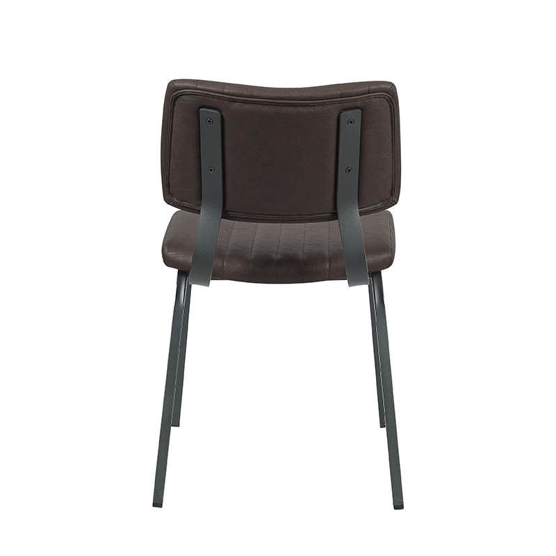 LABEL51 Eetkamerstoel Gusto - Donkerbruin - Kunstleder - Zwart Metalen Frame