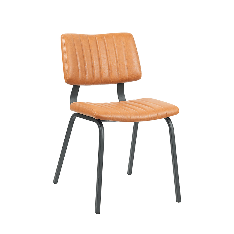 LABEL51 Eetkamerstoel Gusto - Cognac - Kunstleder - Zwart Metalen Frame