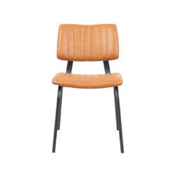 LABEL51 Eetkamerstoel Gusto - Cognac - Kunstleder - Zwart Metalen Frame