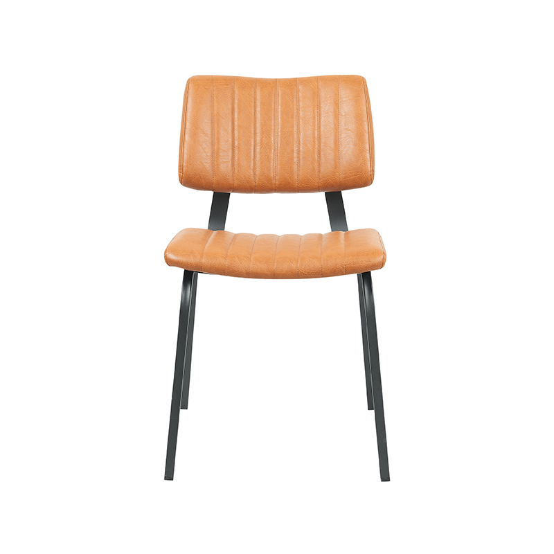 LABEL51 Eetkamerstoel Gusto - Cognac - Kunstleder - Zwart Metalen Frame