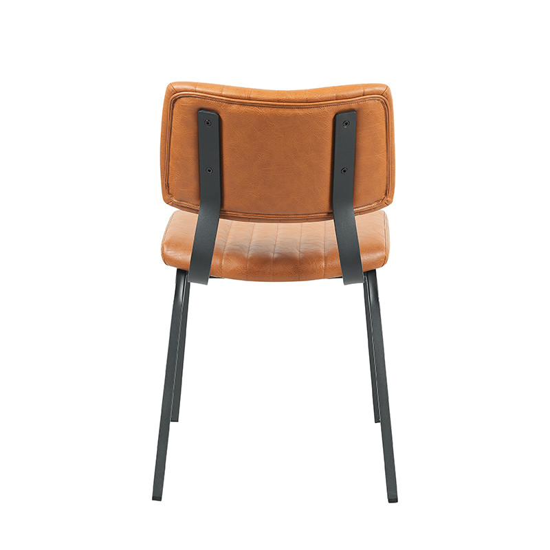 LABEL51 Eetkamerstoel Gusto - Cognac - Kunstleder - Zwart Metalen Frame