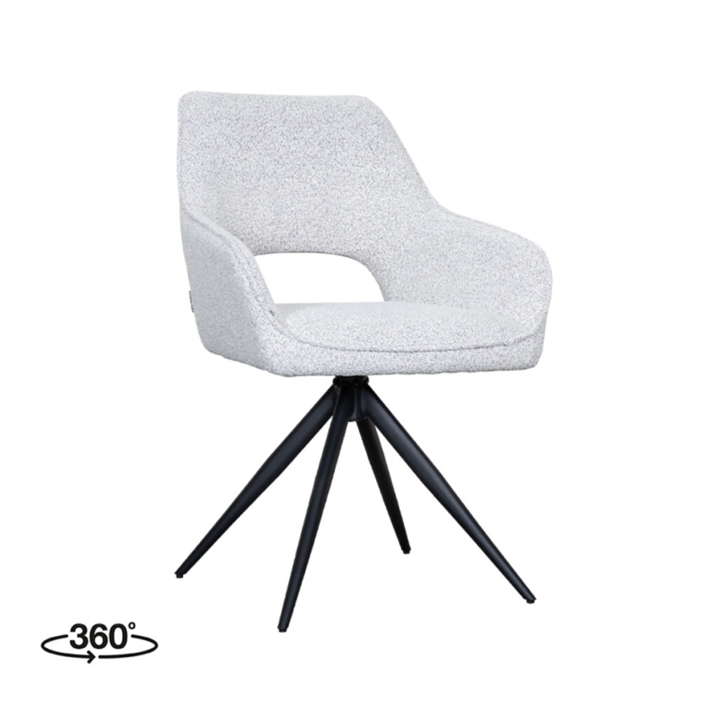 LABEL51 Eetkamerstoel Finley - Champagne - Boucle - Zwart Metalen Frame