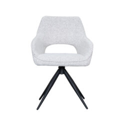 LABEL51 Eetkamerstoel Finley - Champagne - Boucle - Zwart Metalen Frame