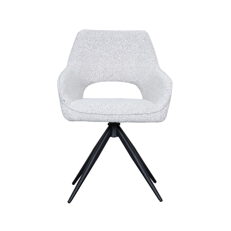 LABEL51 Eetkamerstoel Finley - Champagne - Boucle - Zwart Metalen Frame