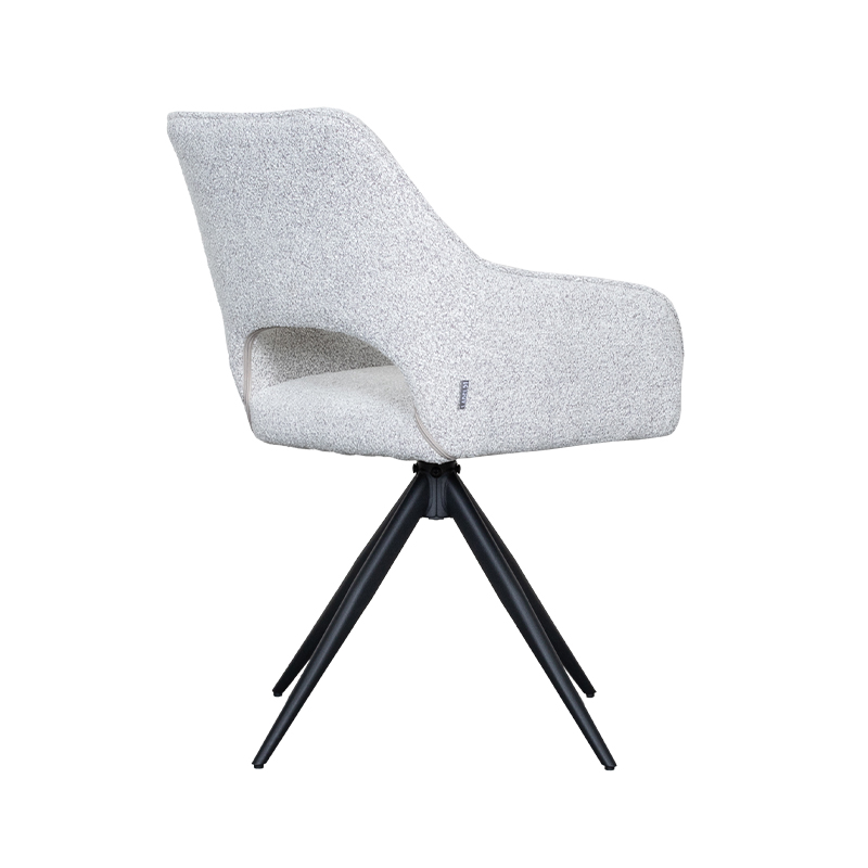 LABEL51 Eetkamerstoel Finley - Champagne - Boucle - Zwart Metalen Frame