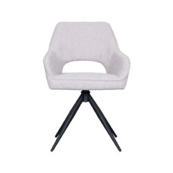 LABEL51 Eetkamerstoel Finley - Naturel - Boucle - Zwart Metalen Frame