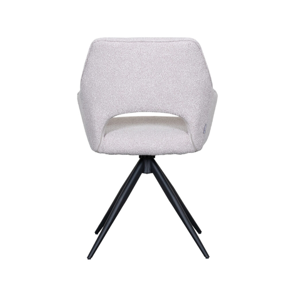 LABEL51 Eetkamerstoel Finley - Naturel - Boucle - Zwart Metalen Frame