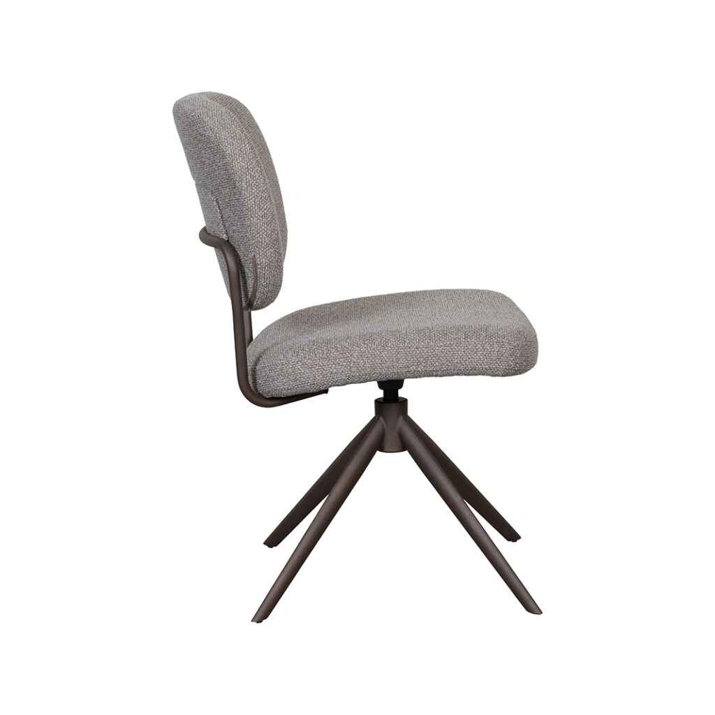 LABEL51 Eetkamerstoel Geneva - Mushroom - Royal Boucle - Brons Metalen Frame