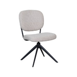 LABEL51 Eetkamerstoel Geneva - Naturel - Royal Boucle - Zwart Metalen Frame