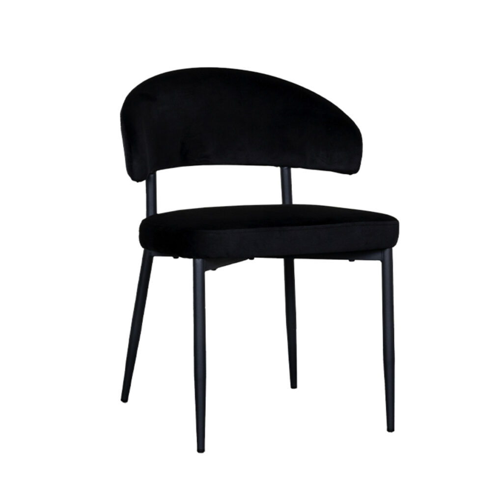 LABEL51 Eetkamerstoel Bliss - Zwart - Fluweel - Zwart Metalen Frame
