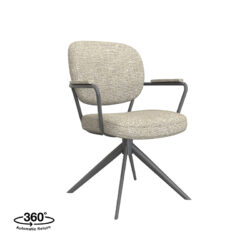 LABEL51 Eetkamerstoel Basel - Naturel - Royal Boucle - Zwart Metalen Frame