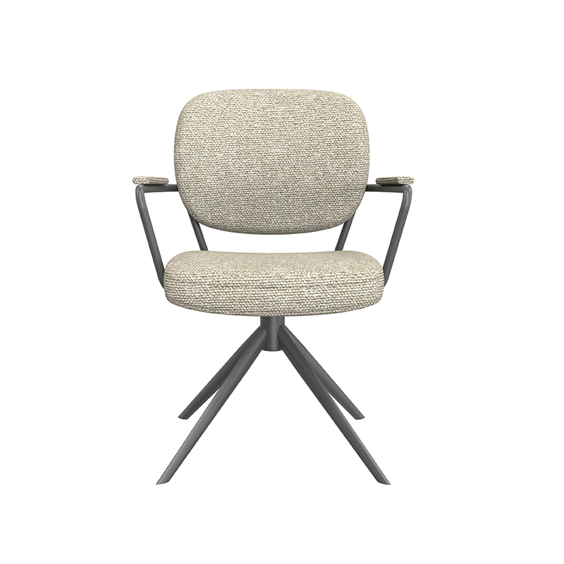 LABEL51 Eetkamerstoel Basel - Naturel - Royal Boucle - Zwart Metalen Frame