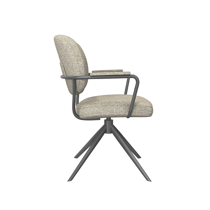 LABEL51 Eetkamerstoel Basel - Naturel - Royal Boucle - Zwart Metalen Frame