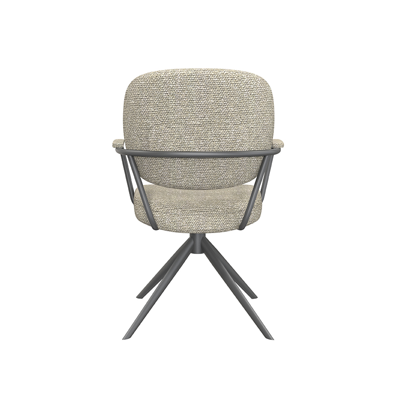 LABEL51 Eetkamerstoel Basel - Naturel - Royal Boucle - Zwart Metalen Frame