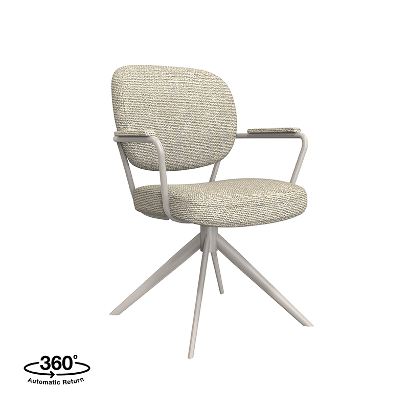 LABEL51 Eetkamerstoel Basel - Naturel - Royal Boucle - Taupe Metalen Frame