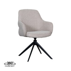 LABEL51 Eetkamerstoel Bern - Naturel - Royal Boucle - Zwart Metalen Frame