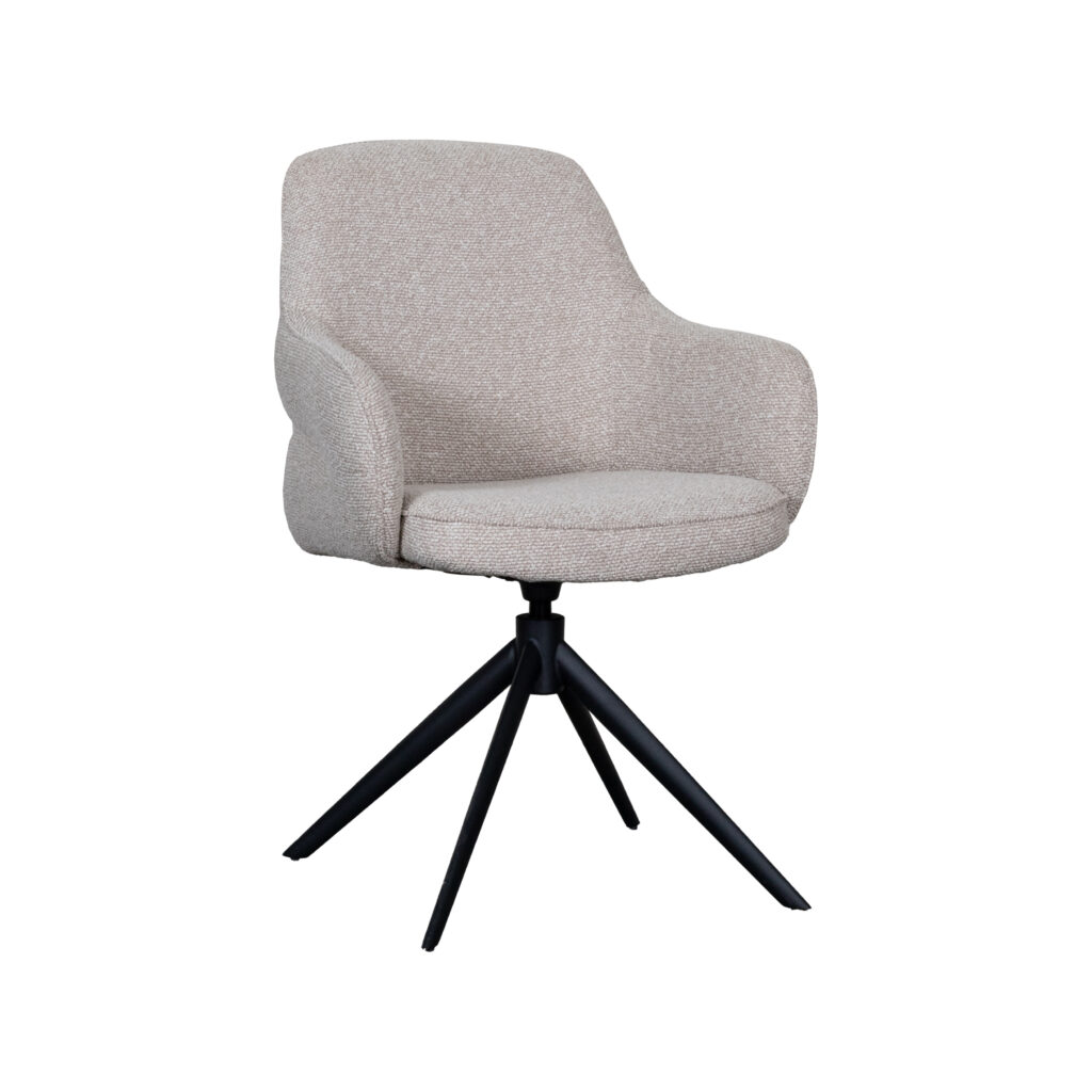 LABEL51 Eetkamerstoel Bern - Naturel - Royal Boucle - Zwart Metalen Frame