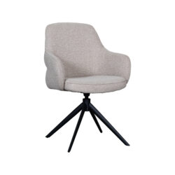 LABEL51 Eetkamerstoel Bern - Naturel - Royal Boucle - Zwart Metalen Frame