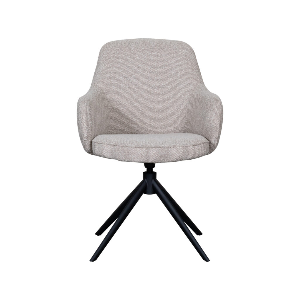 LABEL51 Eetkamerstoel Bern - Naturel - Royal Boucle - Zwart Metalen Frame