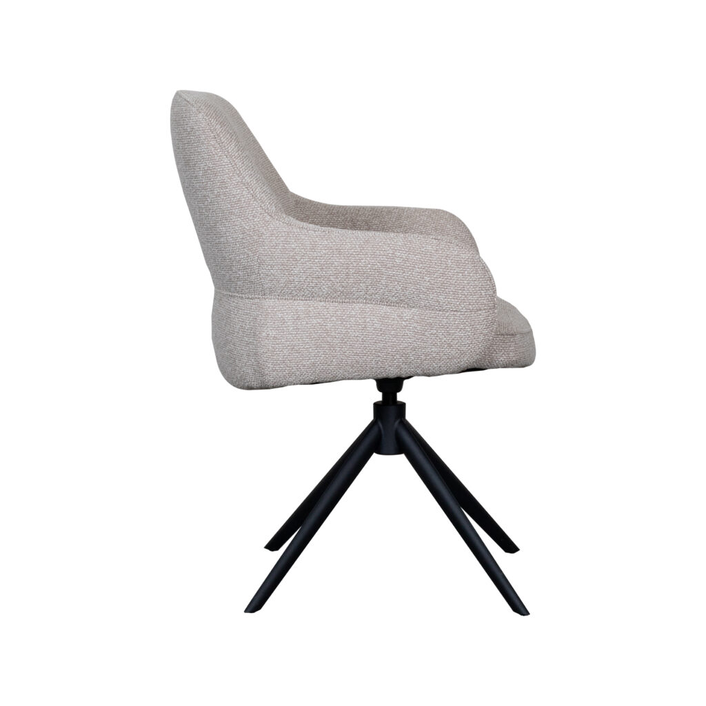 LABEL51 Eetkamerstoel Bern - Naturel - Royal Boucle - Zwart Metalen Frame