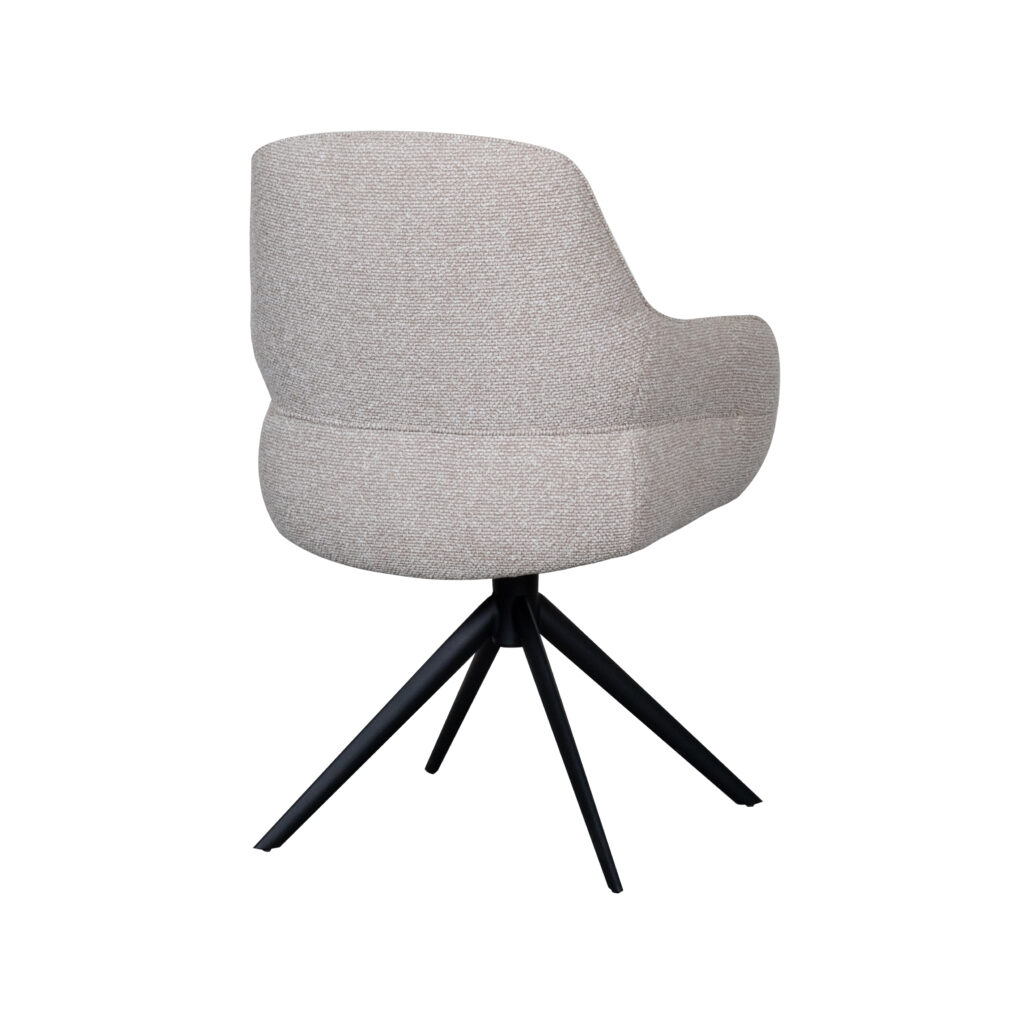 LABEL51 Eetkamerstoel Bern - Naturel - Royal Boucle - Zwart Metalen Frame