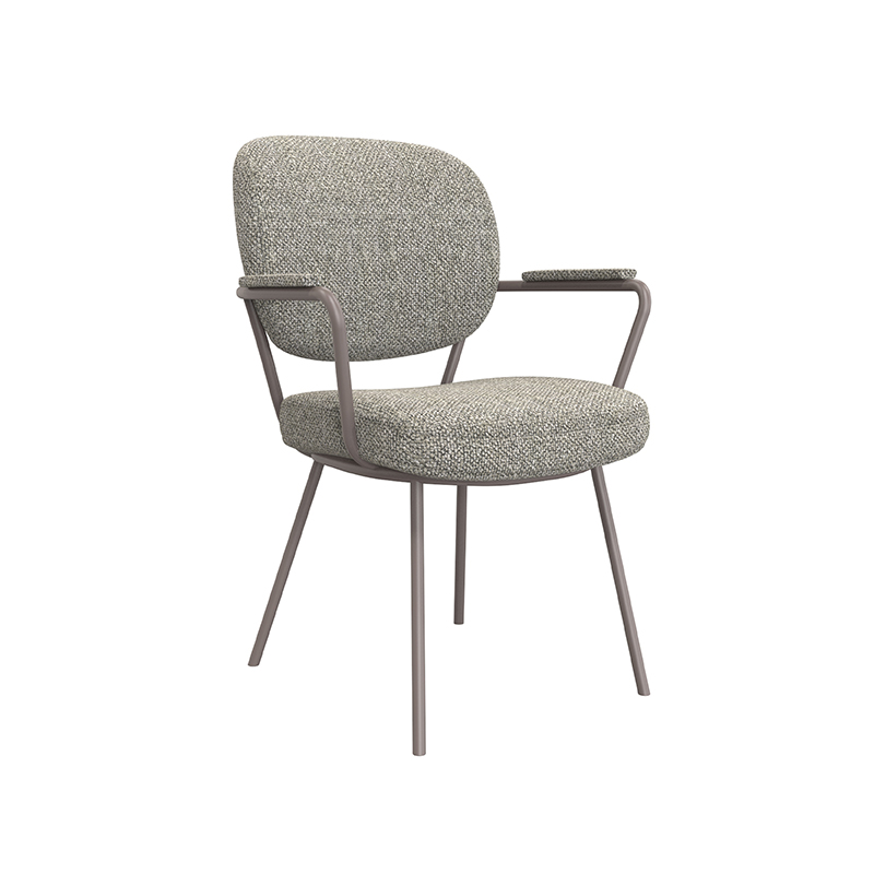 LABEL51 Eetkamerstoel Lausanne - Mushroom - Royal Boucle - Brons Metalen Frame