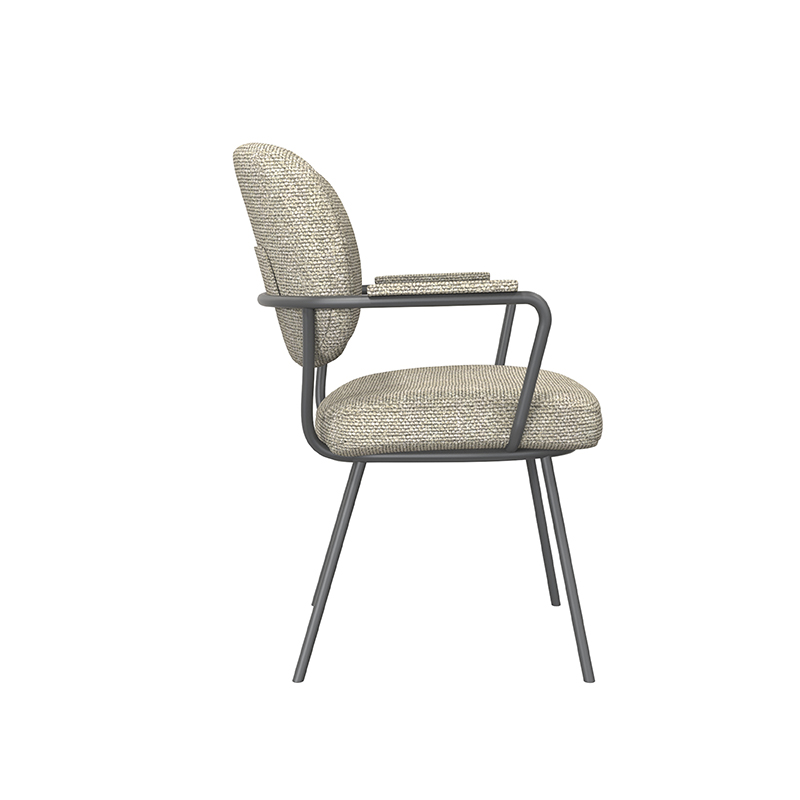 LABEL51 Eetkamerstoel Lausanne - Naturel - Royal Boucle - Zwart Metalen Frame