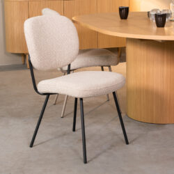 LABEL51 Eetkamerstoel Singapore - Naturel - Royal Boucle - Zwart Metalen Frame