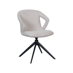 LABEL51 Eetkamerstoel Zurich - Naturel - Royal Boucle - Zwart Metalen Frame