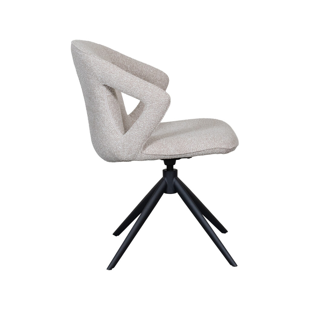 LABEL51 Eetkamerstoel Zurich - Naturel - Royal Boucle - Zwart Metalen Frame