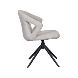 LABEL51 Eetkamerstoel Zurich - Naturel - Royal Boucle - Zwart Metalen Frame