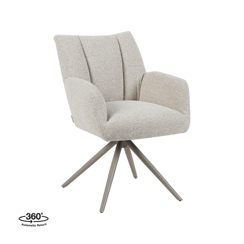 LABEL51 Eetkamerstoel Padua - Naturel - Royal Boucle - Taupe Metalen Frame