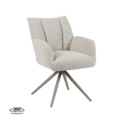 LABEL51 Eetkamerstoel Padua - Naturel - Royal Boucle - Taupe Metalen Frame