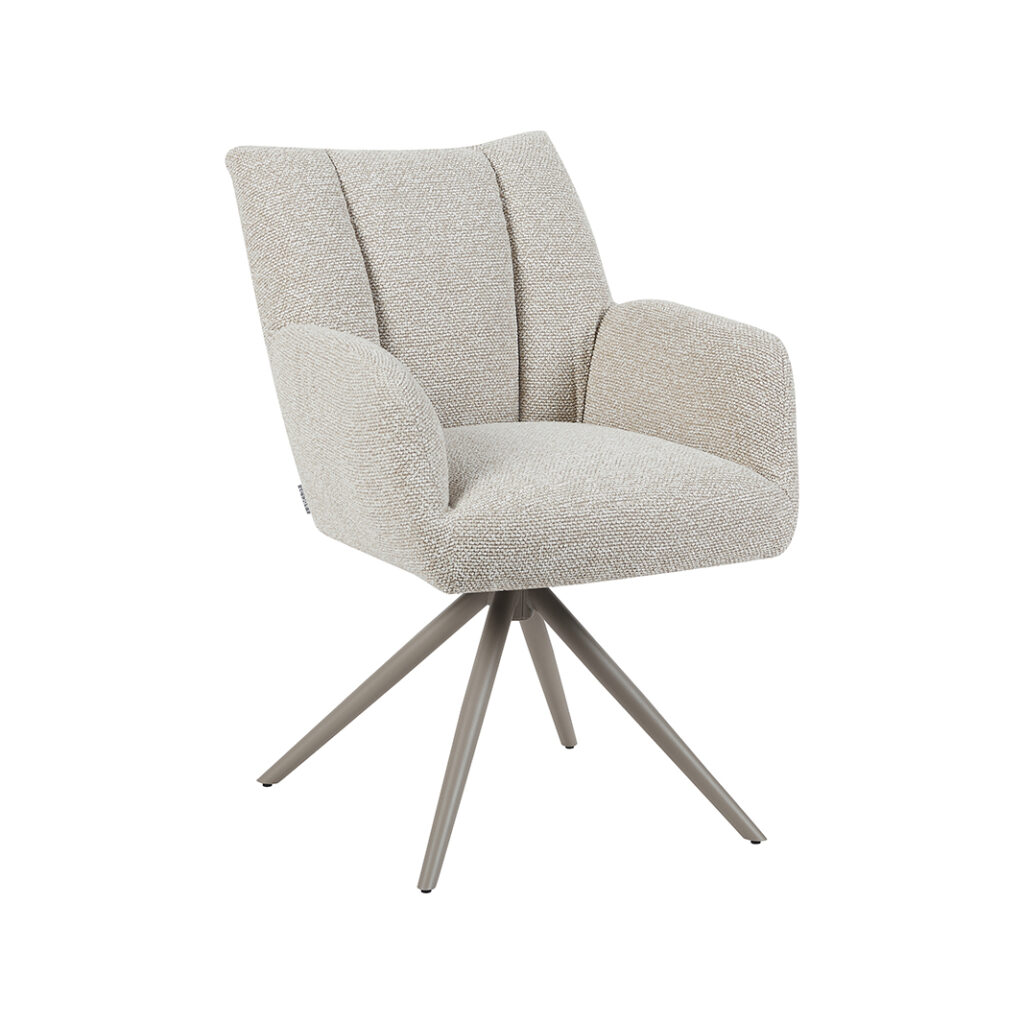 LABEL51 Eetkamerstoel Padua - Naturel - Royal Boucle - Taupe Metalen Frame