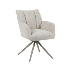 LABEL51 Eetkamerstoel Padua - Naturel - Royal Boucle - Taupe Metalen Frame