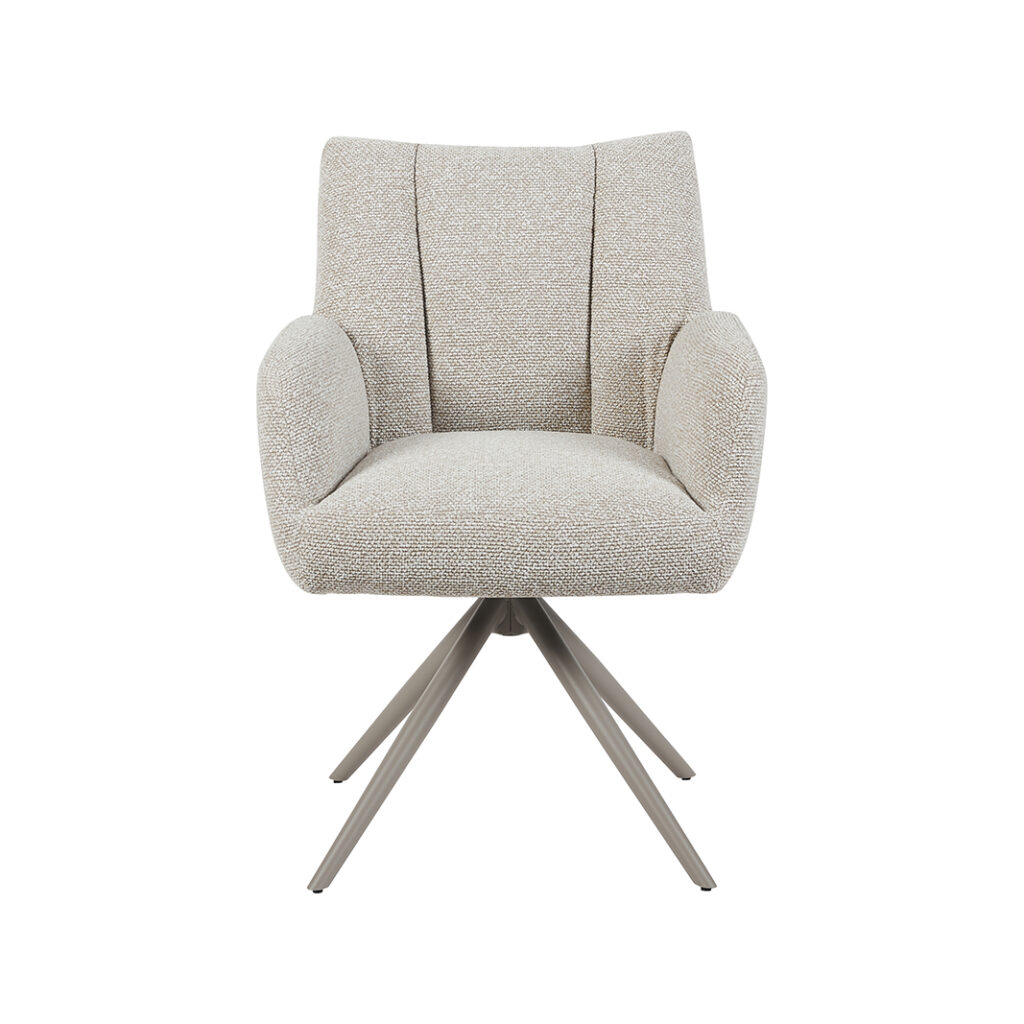 LABEL51 Eetkamerstoel Padua - Naturel - Royal Boucle - Taupe Metalen Frame