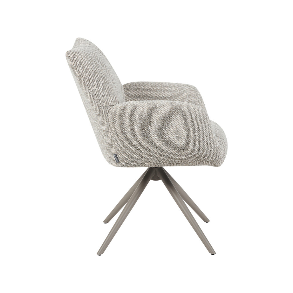 LABEL51 Eetkamerstoel Padua - Naturel - Royal Boucle - Taupe Metalen Frame