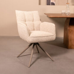 LABEL51 Eetkamerstoel Amalfi - Naturel - Royal Boucle - Taupe Metalen Frame