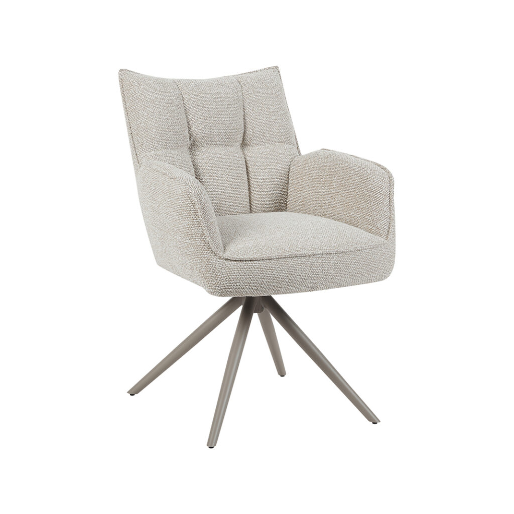 LABEL51 Eetkamerstoel Amalfi - Naturel - Royal Boucle - Taupe Metalen Frame