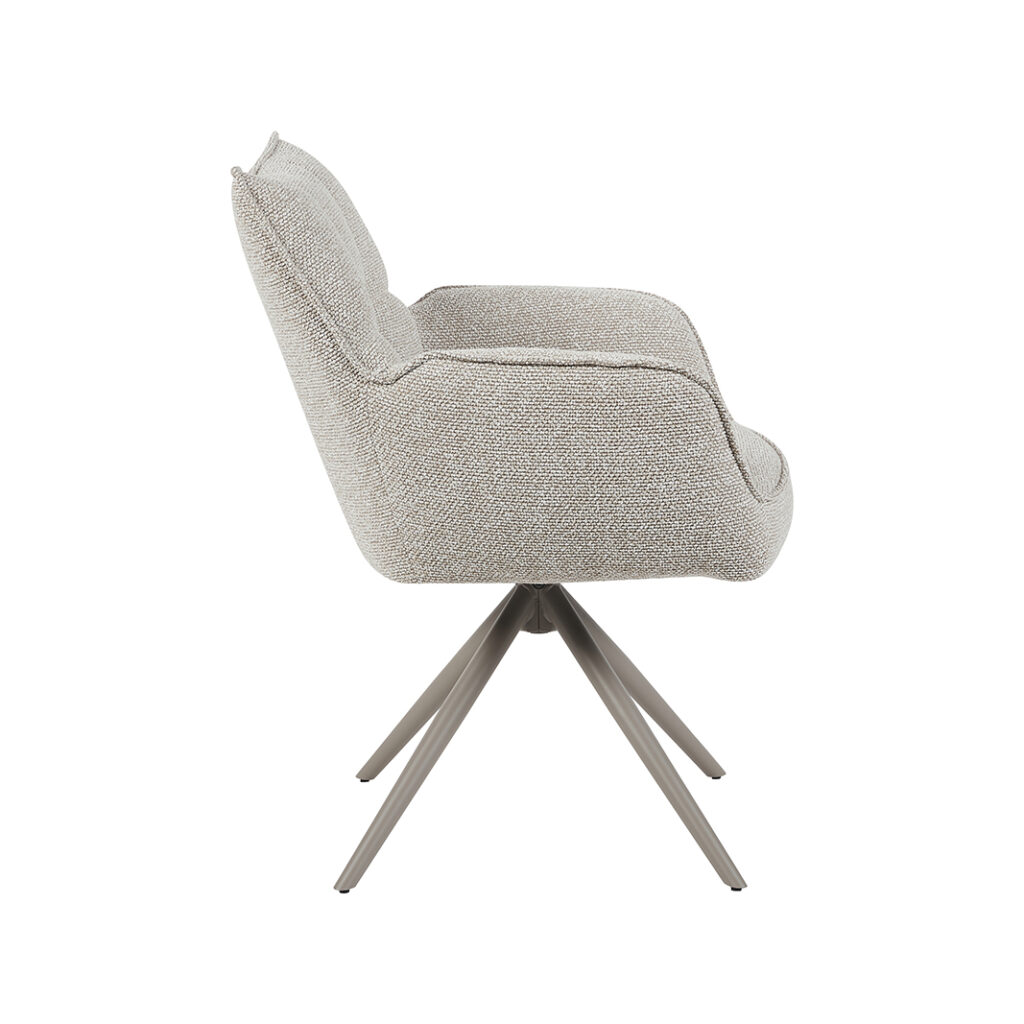 LABEL51 Eetkamerstoel Amalfi - Naturel - Royal Boucle - Taupe Metalen Frame