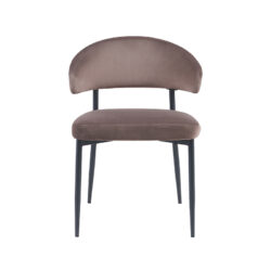 LABEL51 Eetkamerstoel Bliss - Taupe - Fluweel - Zwart Metalen Frame