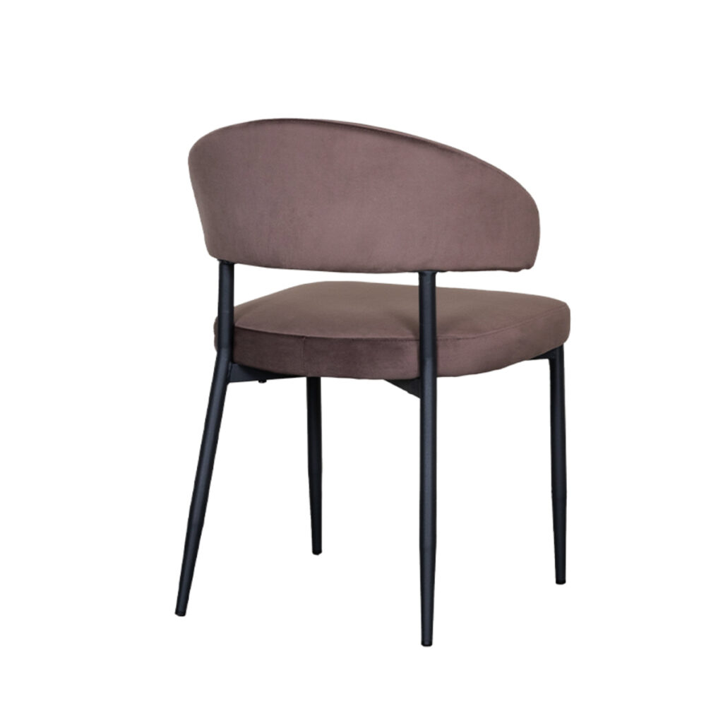 LABEL51 Eetkamerstoel Bliss - Taupe - Fluweel - Zwart Metalen Frame