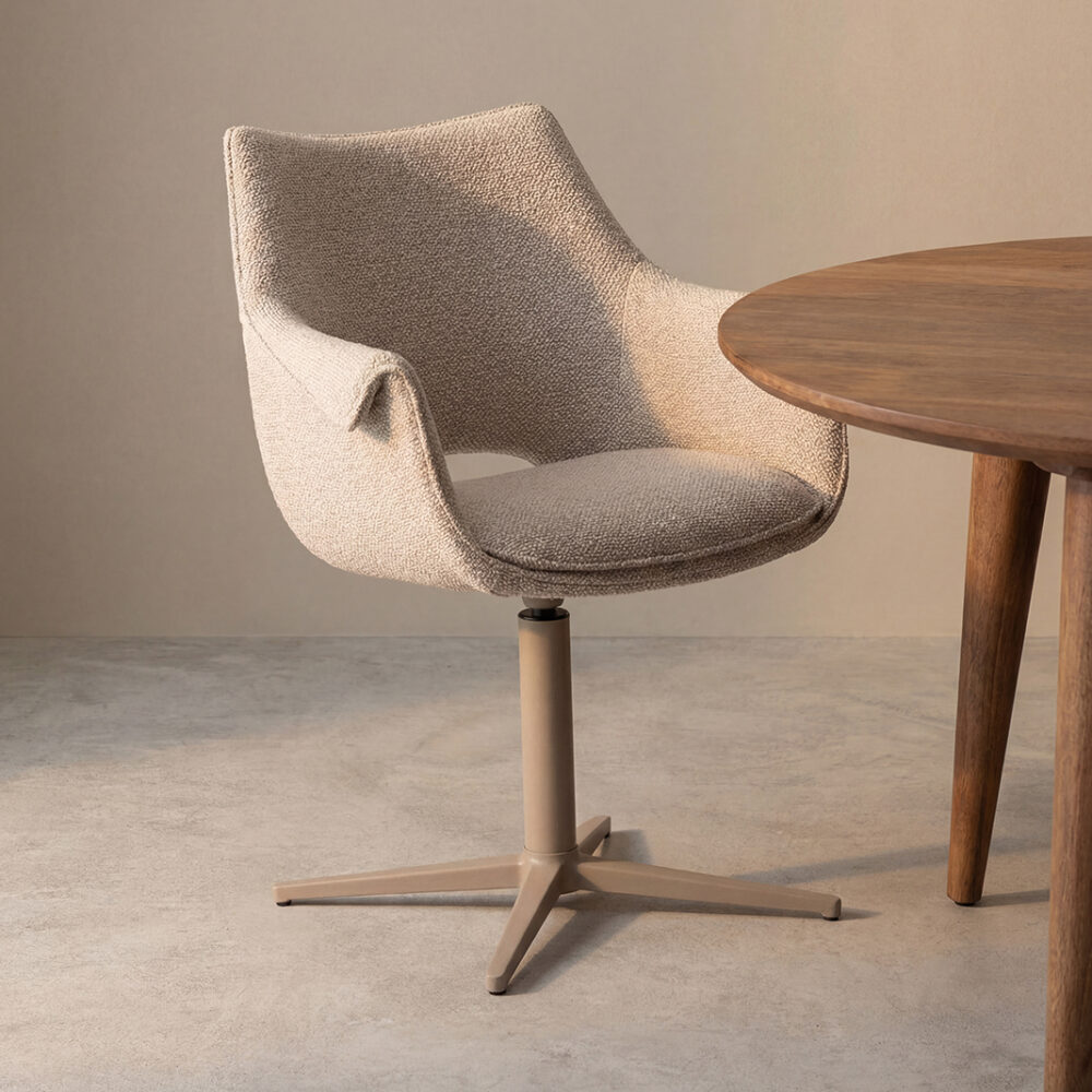 pro_105413_img_9293552 LABEL51 Eetkamerstoelen Nozomi - Naturel - Boucle - Taupe Metalen Frame
