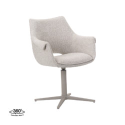 LABEL51 Eetkamerstoelen Nozomi - Naturel - Boucle - Taupe Metalen Frame