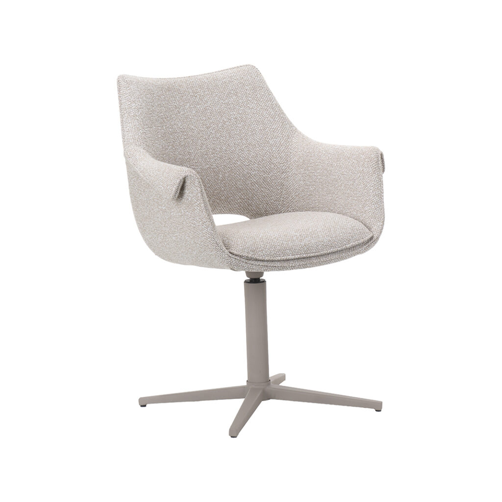 LABEL51 Eetkamerstoelen Nozomi - Naturel - Boucle - Taupe Metalen Frame
