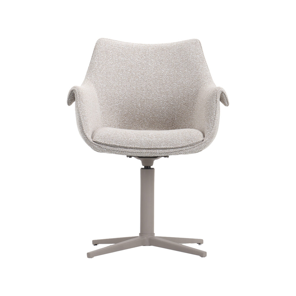 LABEL51 Eetkamerstoelen Nozomi - Naturel - Boucle - Taupe Metalen Frame