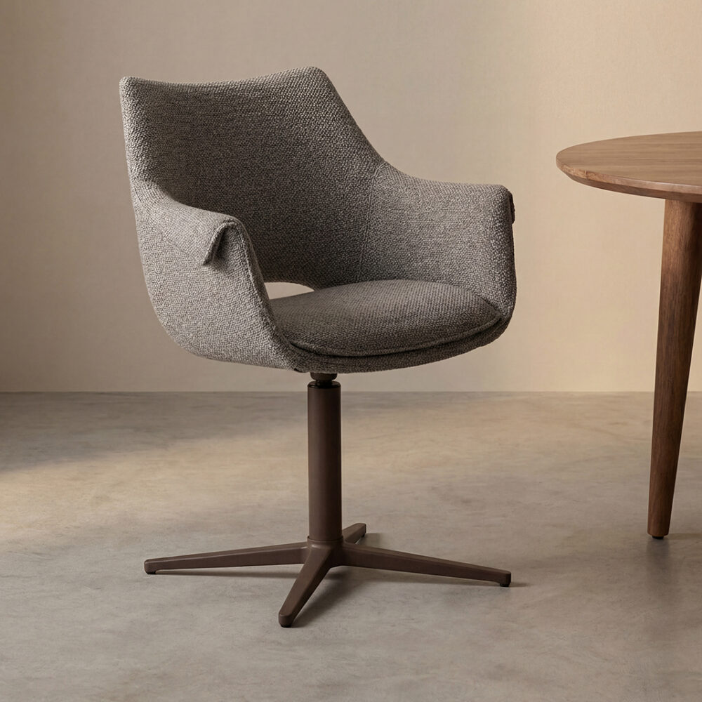 pro_105414_img_9293545 LABEL51 Eetkamerstoelen Nozomi - Mushroom - Boucle - Brons Metalen Frame